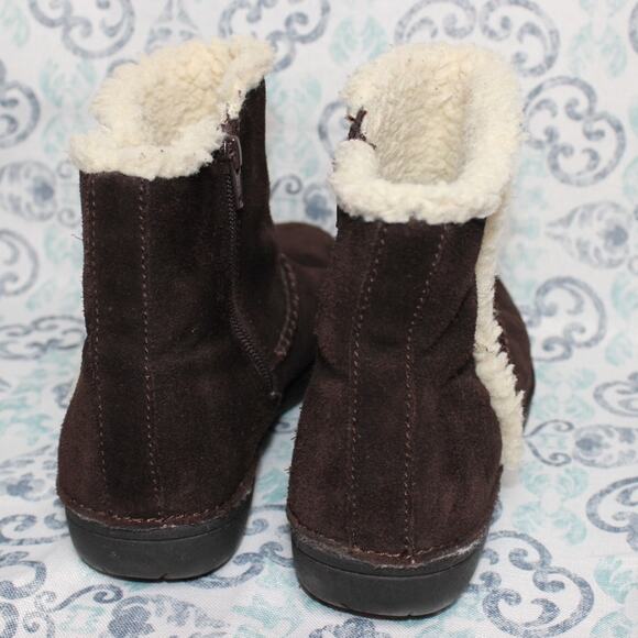 Thom McAn Brown Suede Side Zip Ankle Boots Booties Size 8.5 Contrast Stitching - Picture 4 of 10